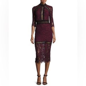 Alexis Marisa Half-Sleeve Lace Midi Dress in Plum